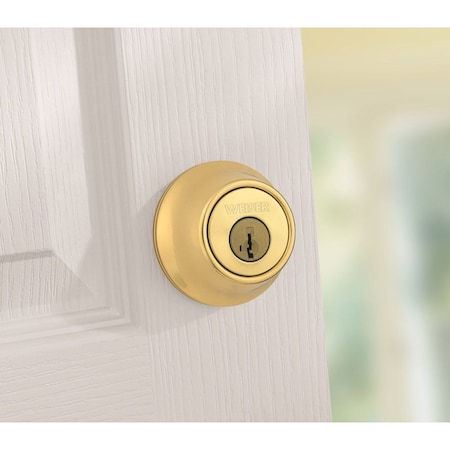 Weiser Lock Series Deadbolt, Brass, SmartKey Keyway, Re-Key Technology: SmartKey, Residential 9GDC94710-061